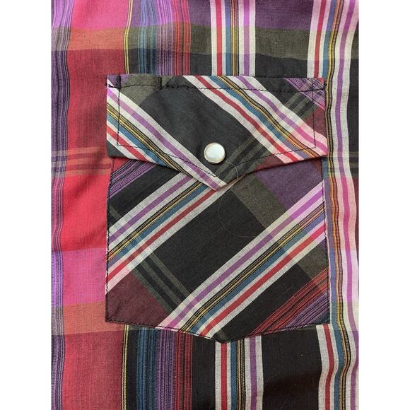 Plainsman Men's Long Sleeve Pearl Snap Red Plaid Shirt L 16-16.5 - Picture 6 of 9